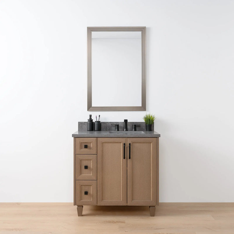 Davenport 36" Almond Coast Bathroom Vanity, Right Sink - Teodor Vanities United States