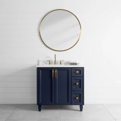 Davenport 36" Pacific Blue Bathroom Vanity, Left Sink - Teodor Vanities United States