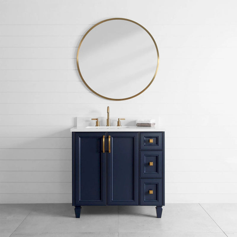 Davenport 36" Pacific Blue Bathroom Vanity, Left Sink - Teodor Vanities United States