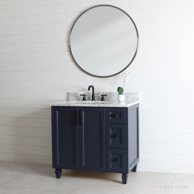 Davenport 36" Pacific Blue Bathroom Vanity, Left Sink - Teodor Vanities United States