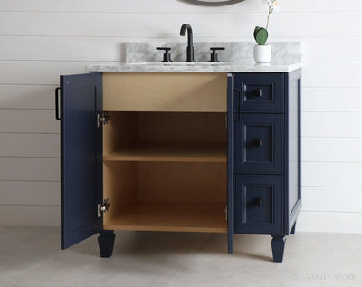 Davenport 36" Pacific Blue Bathroom Vanity, Left Sink - Teodor Vanities United States