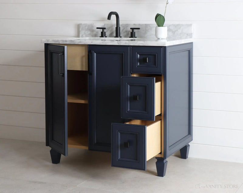 Davenport 36" Pacific Blue Bathroom Vanity, Left Sink - Teodor Vanities United States