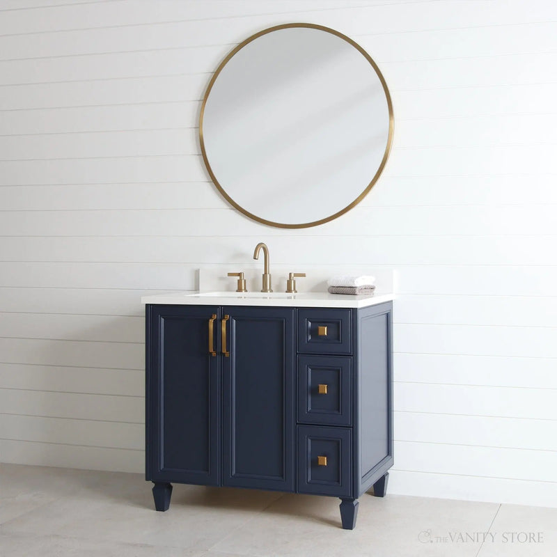 Davenport 36" Pacific Blue Bathroom Vanity, Left Sink - Teodor Vanities United States