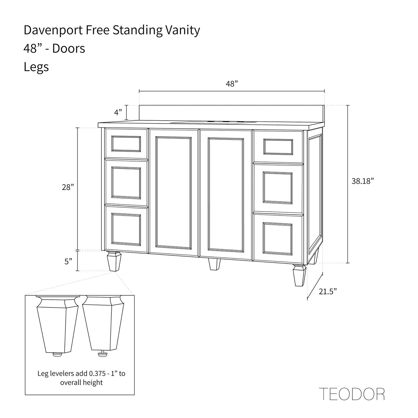 
                  
                    Davenport 48" Almond Coast Bathroom Vanity - Teodor Vanities United States
                  
                
