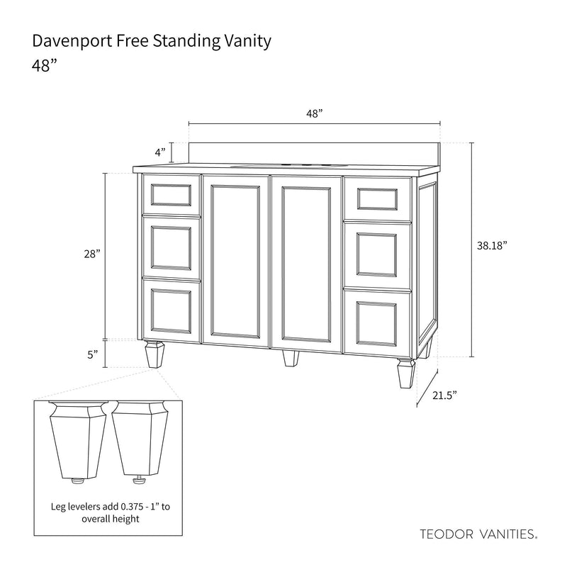 Davenport 48" Pacific Blue Bathroom Vanity - Teodor Vanities United States