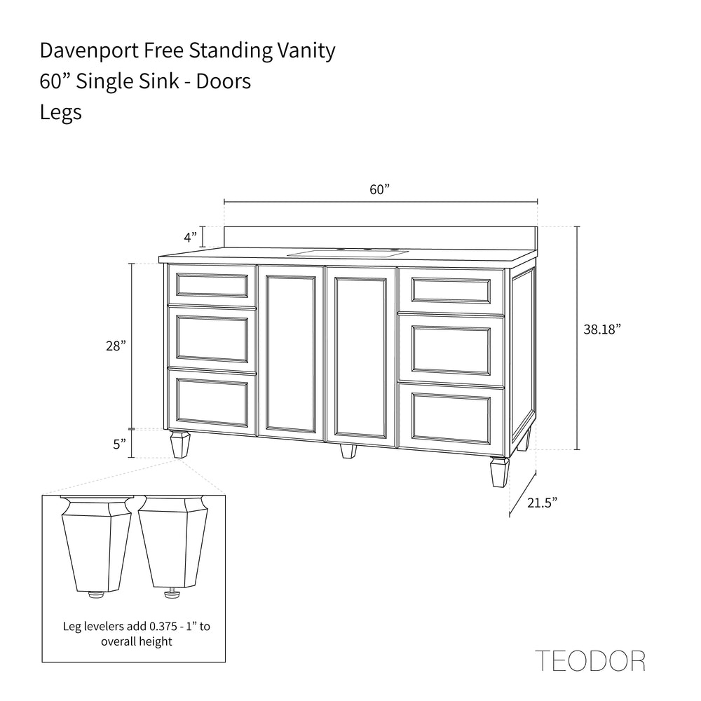 
                  
                    Davenport 60" Almond Coast Bathroom Vanity - Teodor Vanities United States
                  
                