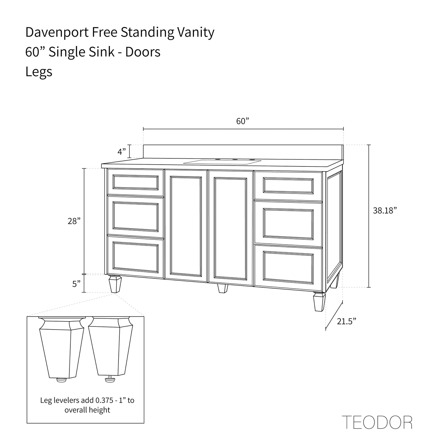 
                  
                    Davenport 60" Almond Coast Bathroom Vanity - Teodor Vanities United States
                  
                