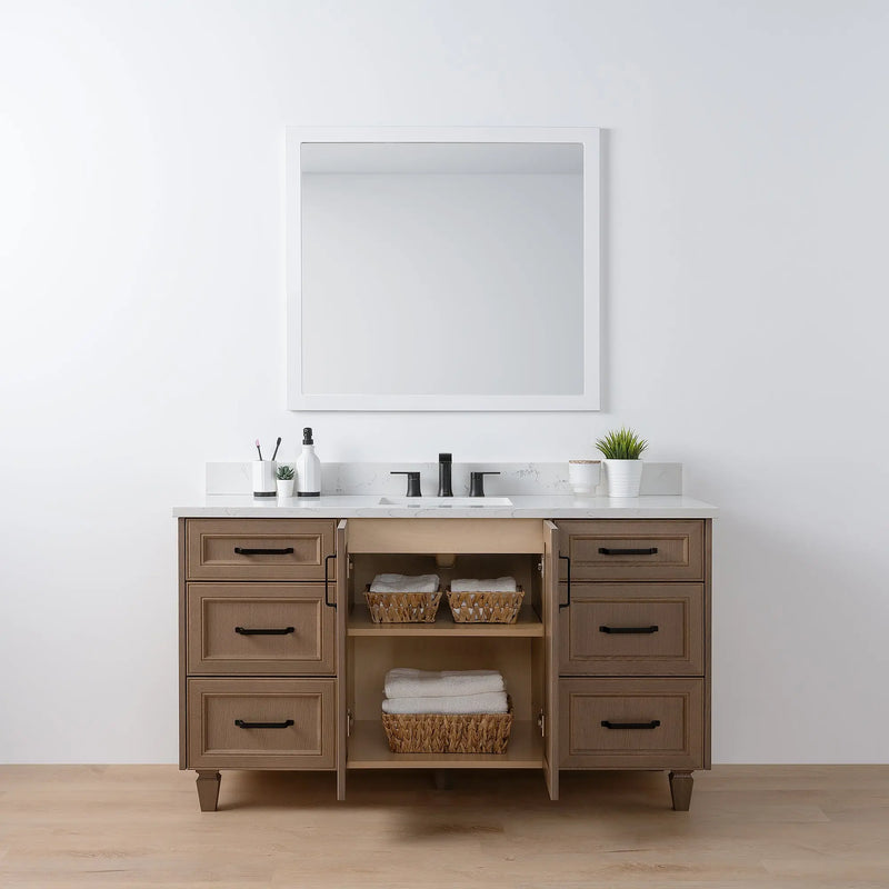 Davenport 60" Almond Coast Bathroom Vanity - Teodor Vanities United States