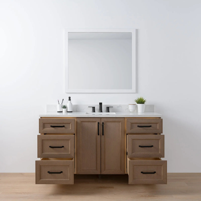 Davenport 60" Almond Coast Bathroom Vanity - Teodor Vanities United States