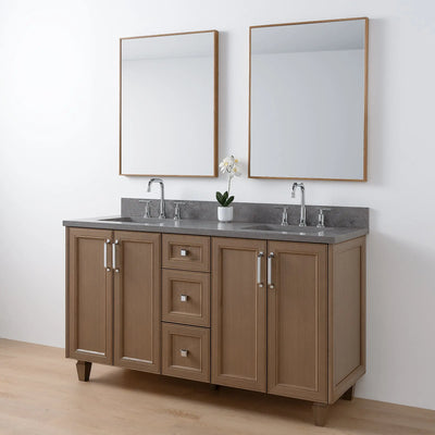 Davenport 60" Almond Coast Bathroom Vanity, Double Sink - Teodor Vanities United States