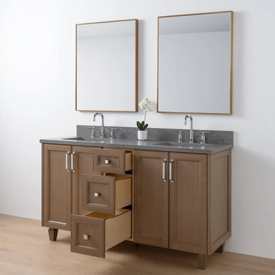 Davenport 60" Almond Coast Bathroom Vanity, Double Sink - Teodor Vanities United States