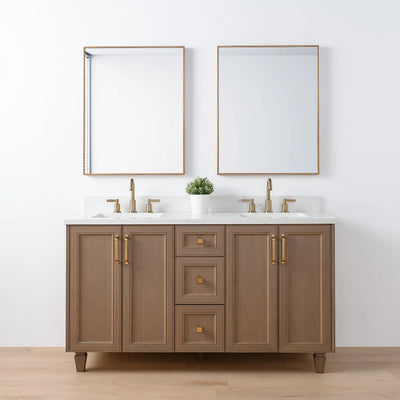 Davenport 60" Almond Coast Bathroom Vanity, Double Sink - Teodor Vanities United States