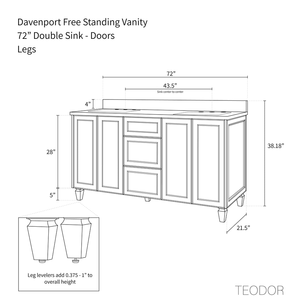 
                  
                    Davenport 72" Almond Coast Bathroom Vanity, Double Sink - Teodor Vanities United States
                  
                