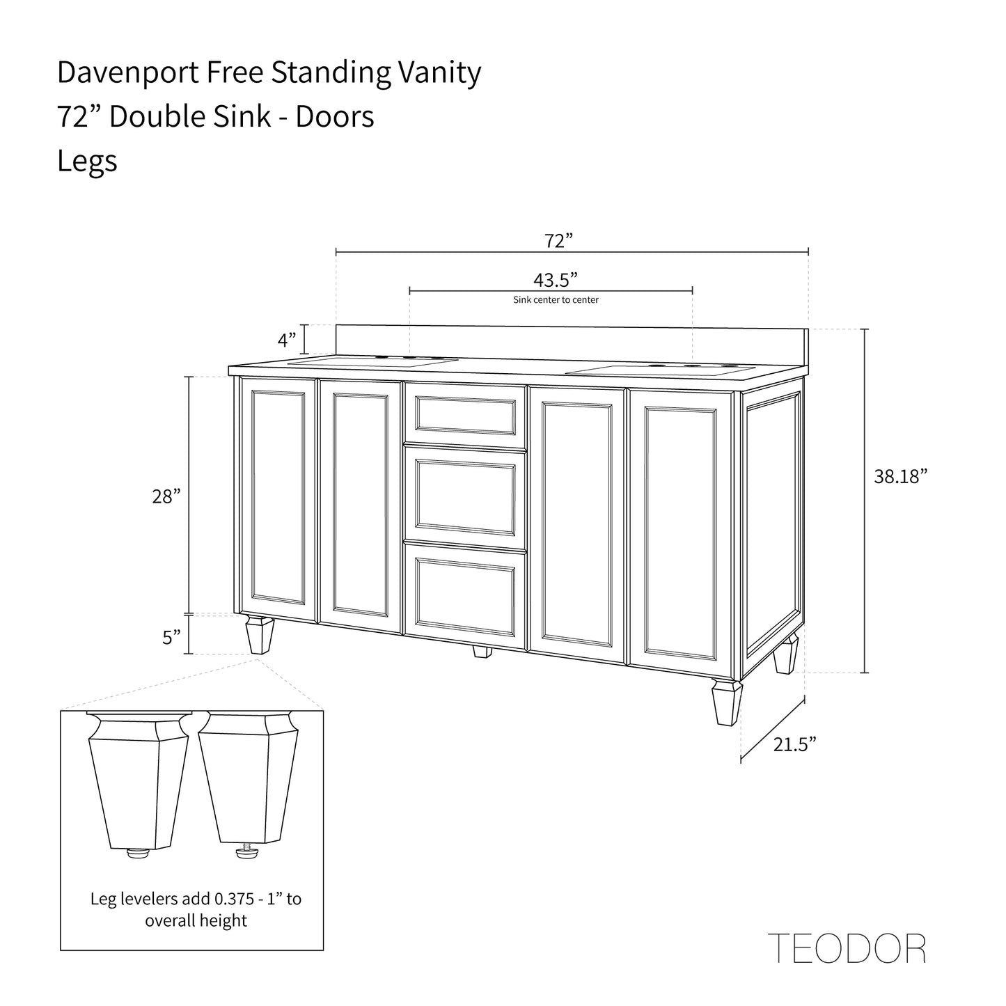 
                  
                    Davenport 72" Almond Coast Bathroom Vanity, Double Sink - Teodor Vanities United States
                  
                