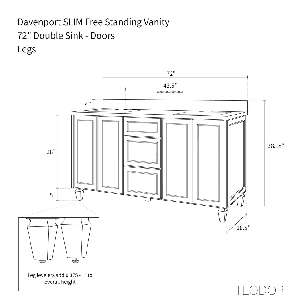 
                  
                    Davenport SLIM 72" Almond Coast Bathroom Vanity, Double Sink
                  
                