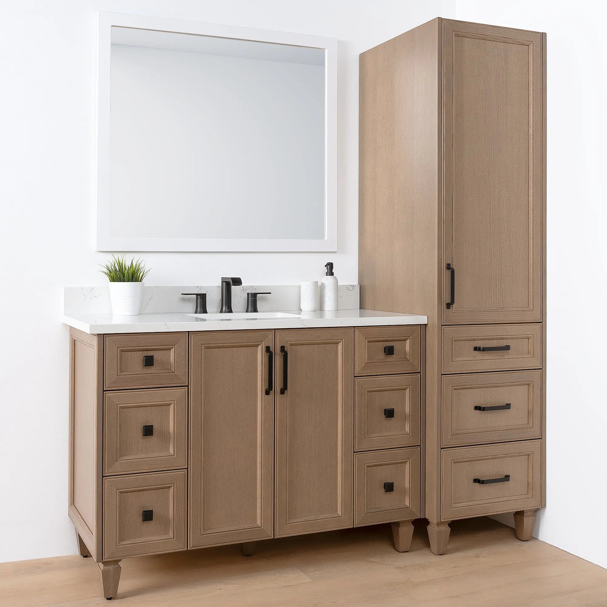 Davenport Almond Coast Linen Cabinet - Teodor Vanities United