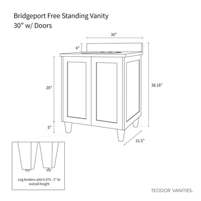 Bridgeport 30" White Oak Bathroom Vanity w/ Doors
