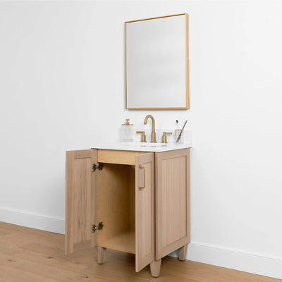 Bridgeport SLIM 24" White Oak Bathroom Vanity w/ Doors - Teodor Vanities United States