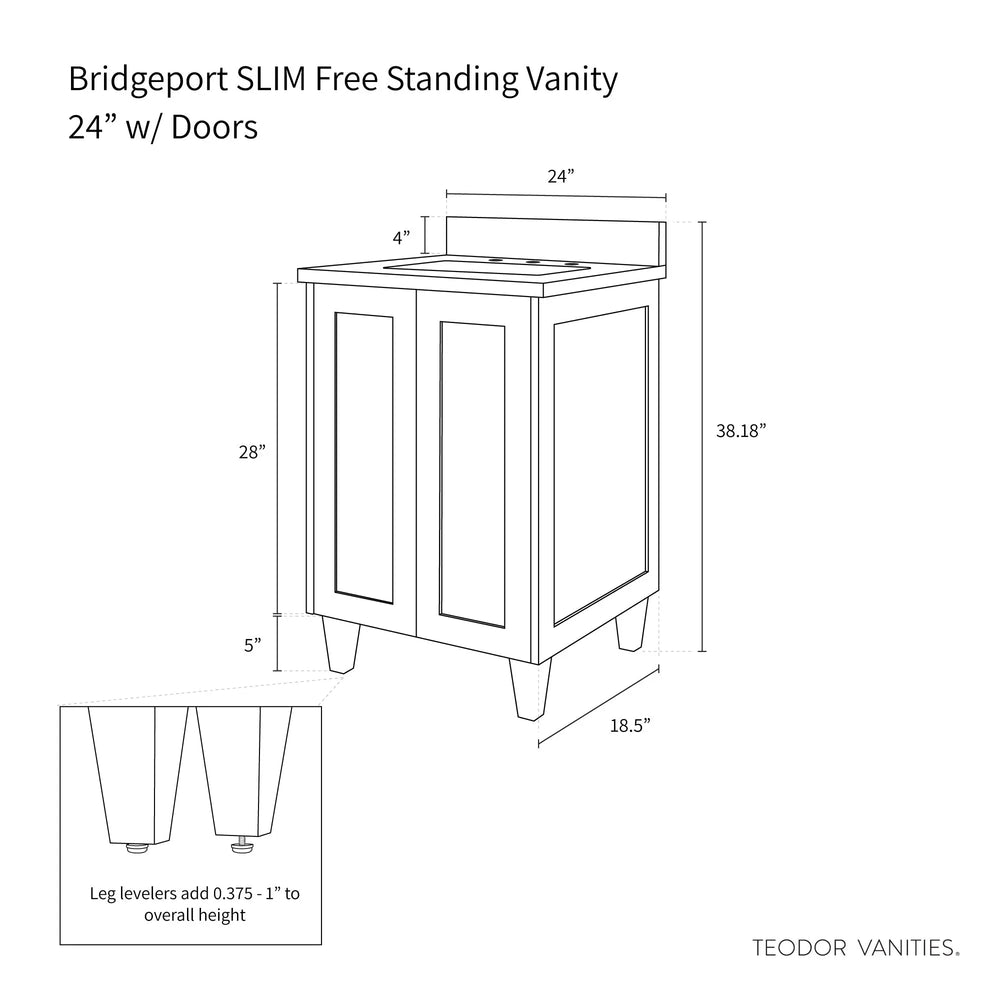 
                  
                    Bridgeport SLIM 24" White Oak Bathroom Vanity w/ Doors - Teodor Vanities United States
                  
                