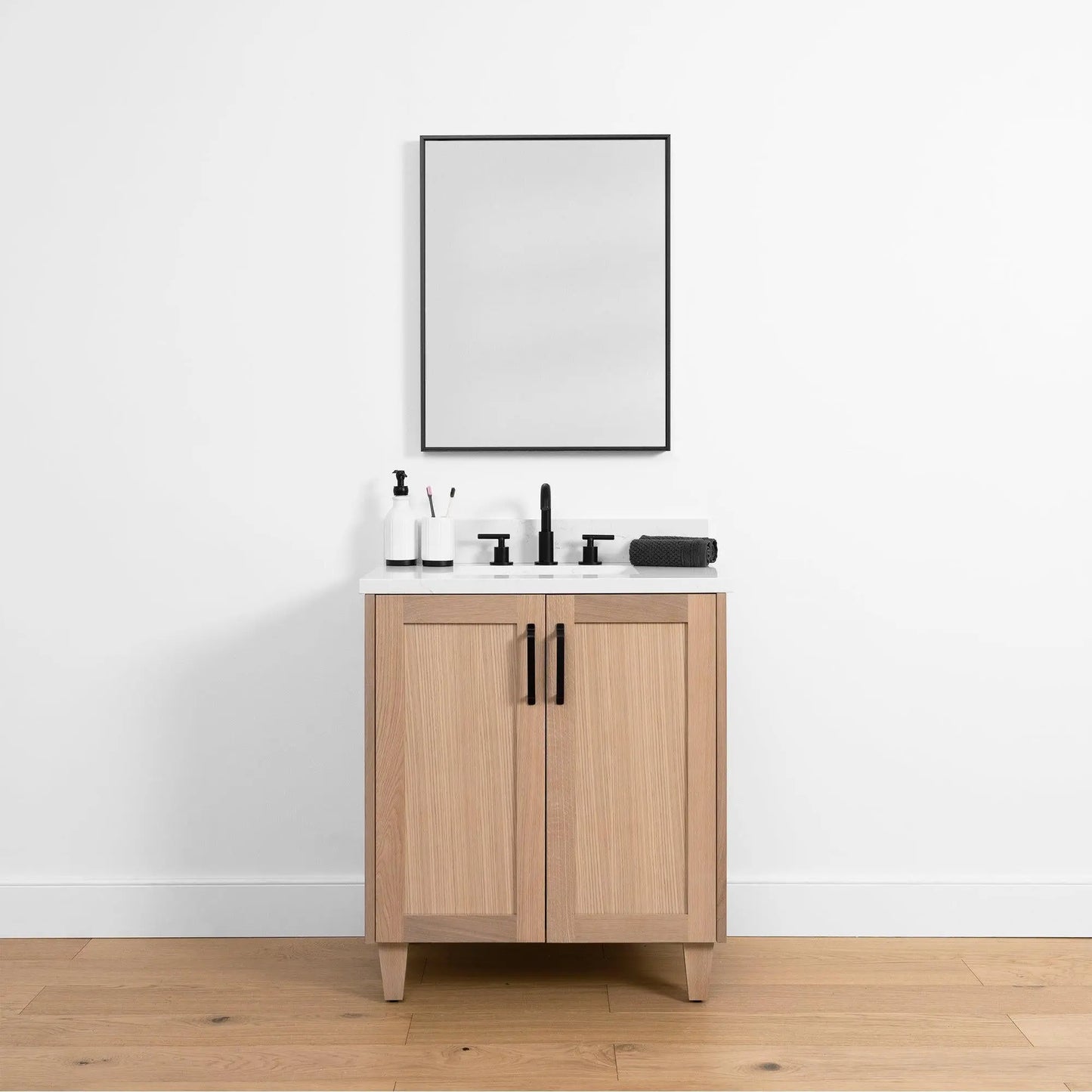 Bridgeport SLIM 30" White Oak Bathroom Vanity w/ Doors - Teodor Vanities United States