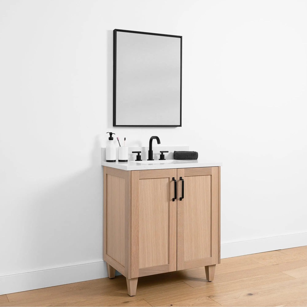 
                  
                    Bridgeport SLIM 30" White Oak Bathroom Vanity w/ Doors - Teodor Vanities United States
                  
                