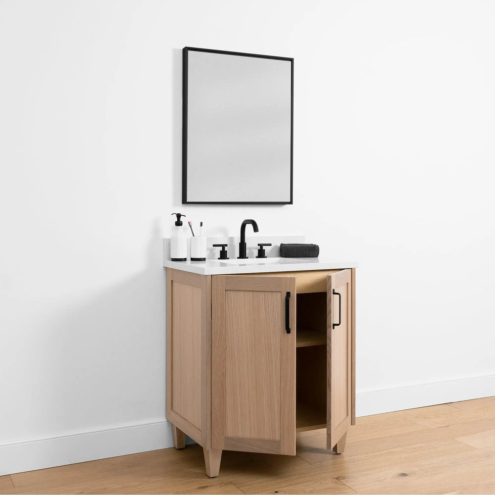 
                  
                    Bridgeport SLIM 30" White Oak Bathroom Vanity w/ Doors - Teodor Vanities United States
                  
                