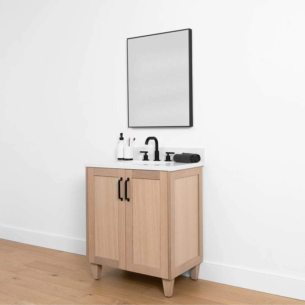 
                  
                    Bridgeport SLIM 30" White Oak Bathroom Vanity w/ Doors - Teodor Vanities United States
                  
                