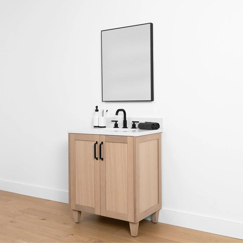Bridgeport SLIM 30" White Oak Bathroom Vanity w/ Doors - Teodor Vanities United States