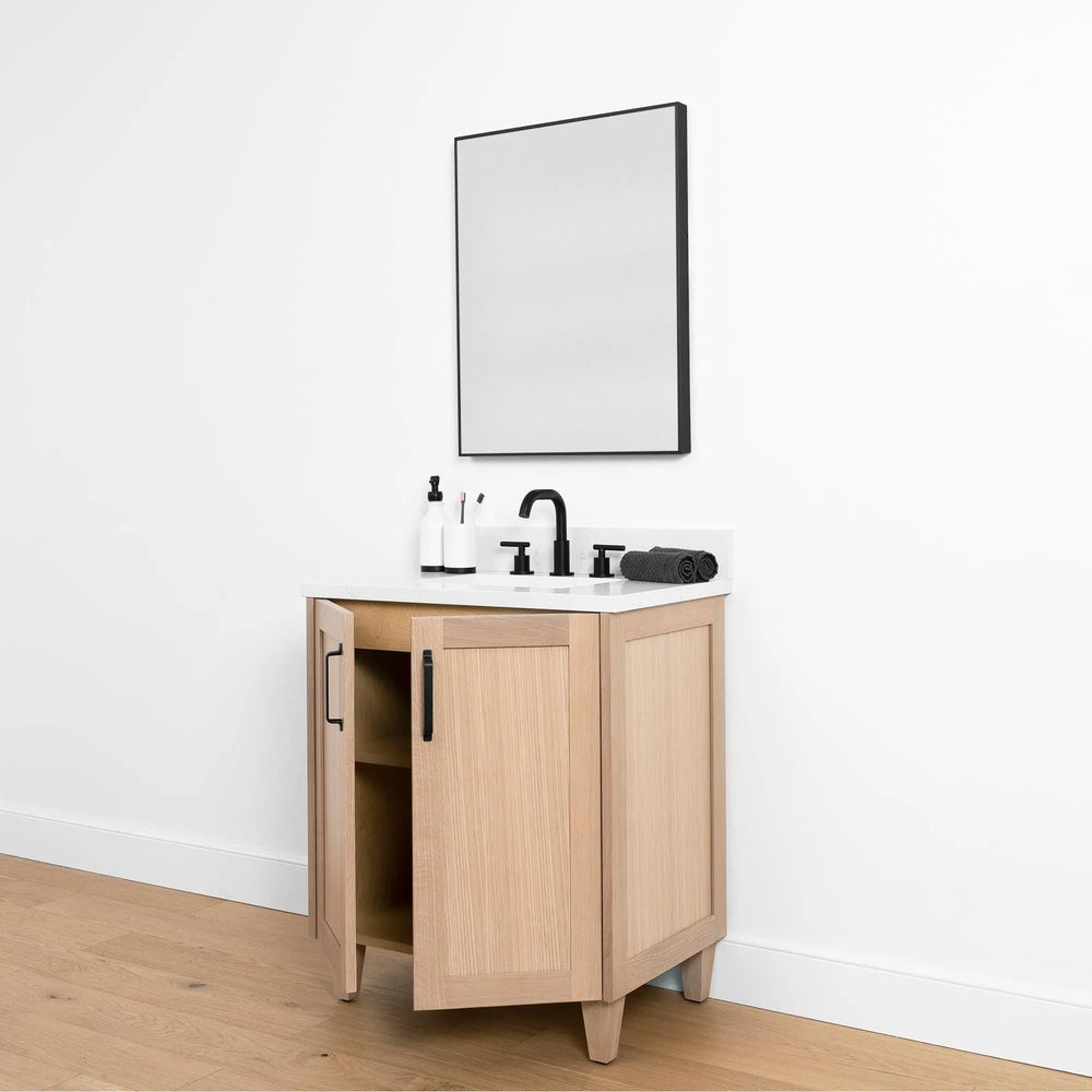 
                  
                    Bridgeport SLIM 30" White Oak Bathroom Vanity w/ Doors - Teodor Vanities United States
                  
                