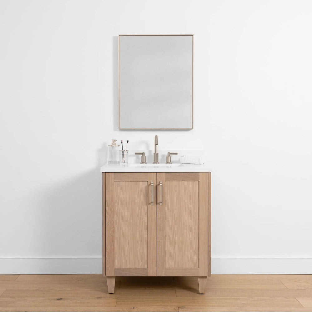 
                  
                    Bridgeport SLIM 30" White Oak Bathroom Vanity w/ Doors - Teodor Vanities United States
                  
                