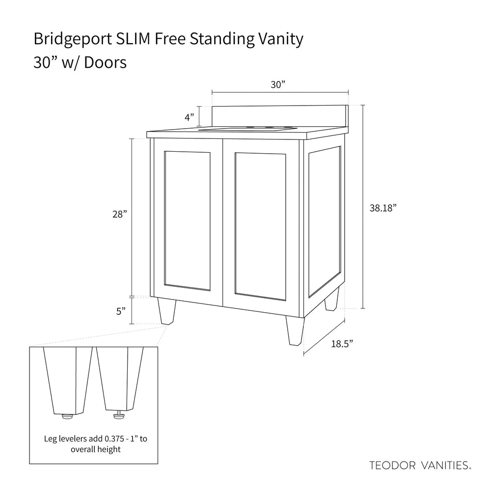 
                  
                    Bridgeport SLIM 30" White Oak Bathroom Vanity w/ Doors - Teodor Vanities United States
                  
                