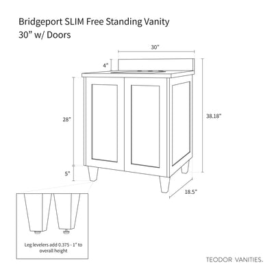 Bridgeport SLIM 30" White Oak Bathroom Vanity w/ Doors