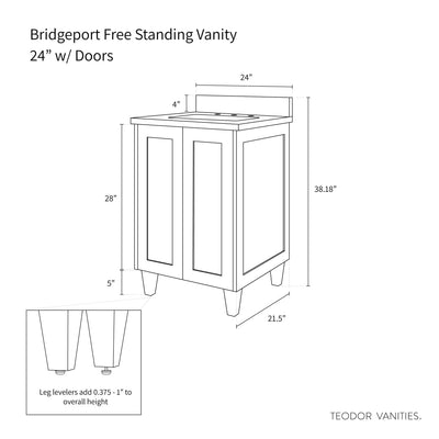 Bridgeport 24" White Oak Bathroom Vanity w/ Doors - Teodor Vanities United States