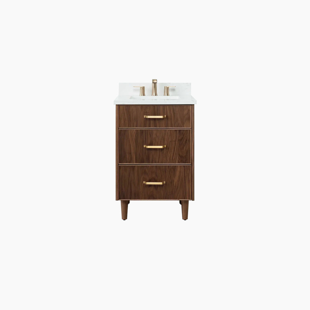 Malibu 24" American Black Walnut Bathroom Vanity - All Drawers