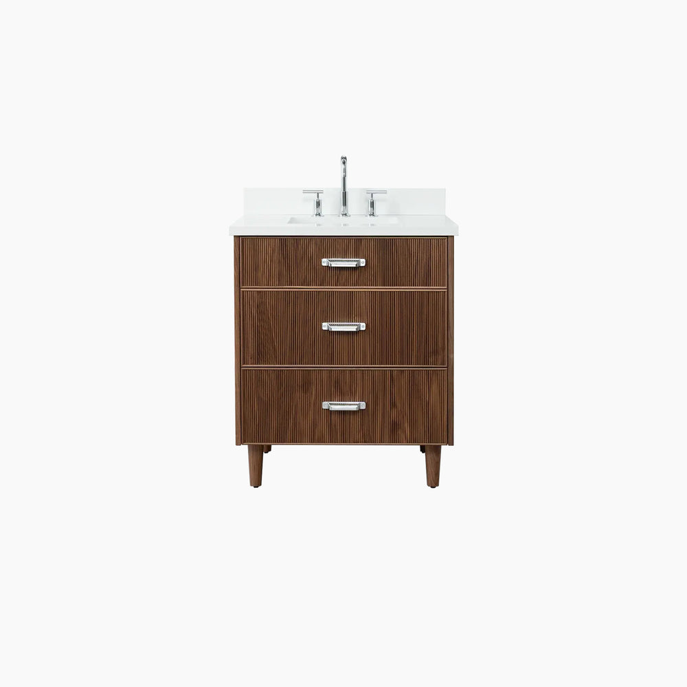 Malibu 30" American Black Walnut Bathroom Vanity - All Drawers