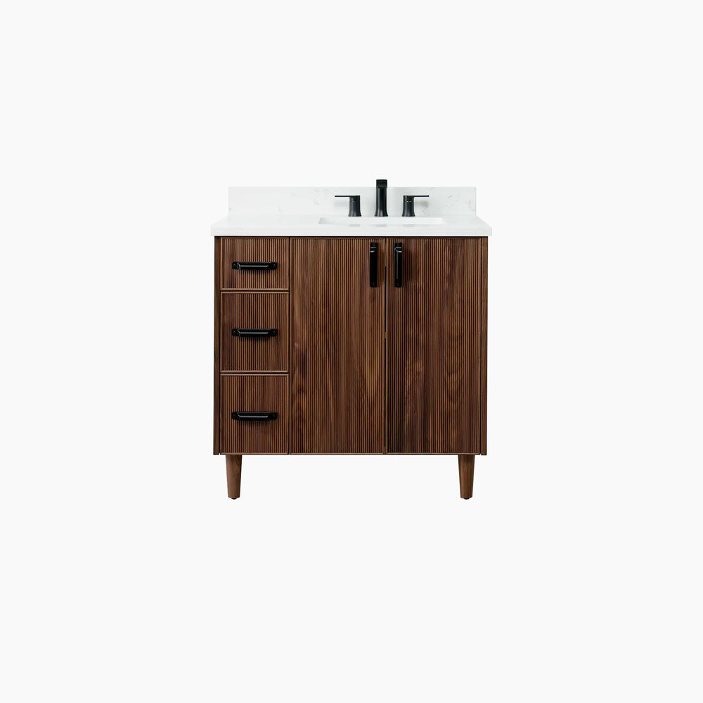 
                  
                    Malibu 36" American Black Walnut Bathroom Vanity, Right Sink
                  
                