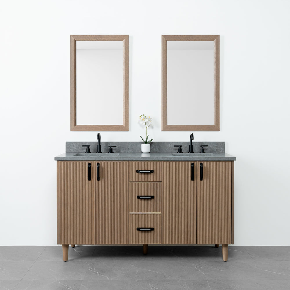 Malibu 60" Almond Coast Bathroom Vanity, Double Sink - Teodor Vanities United States