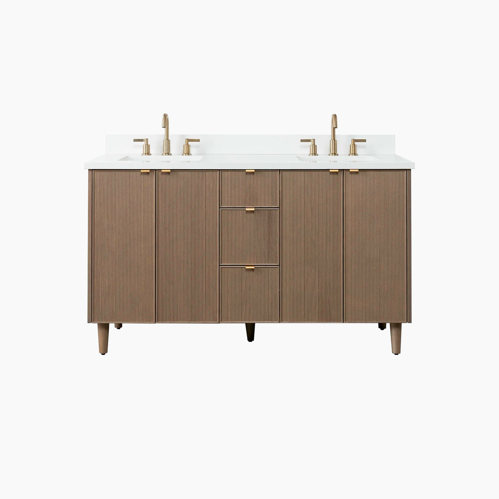 Malibu 60" Almond Coast Bathroom Vanity, Double Sink