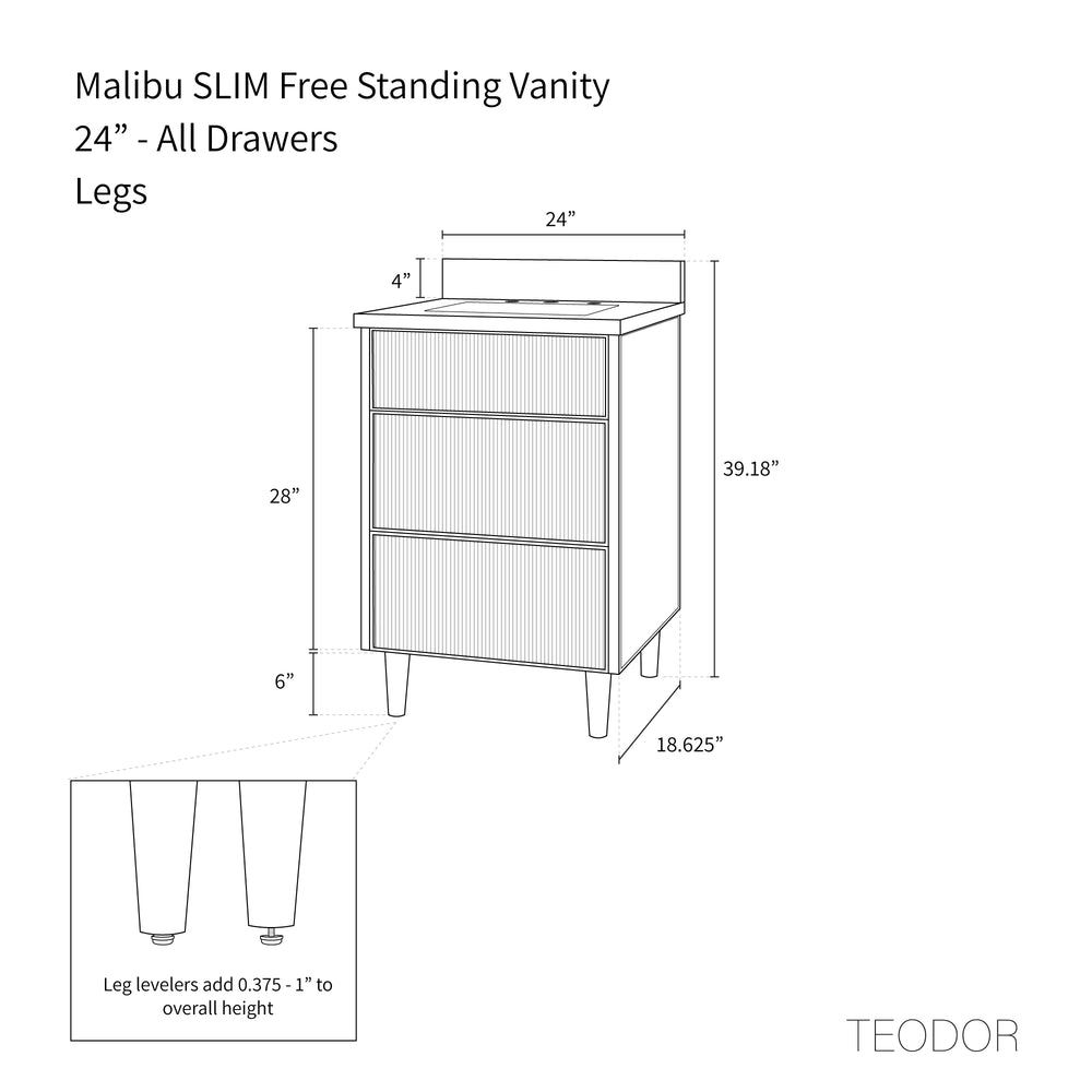 
                  
                    Malibu SLIM 24" American Black Walnut Bathroom Vanity - All Drawers
                  
                