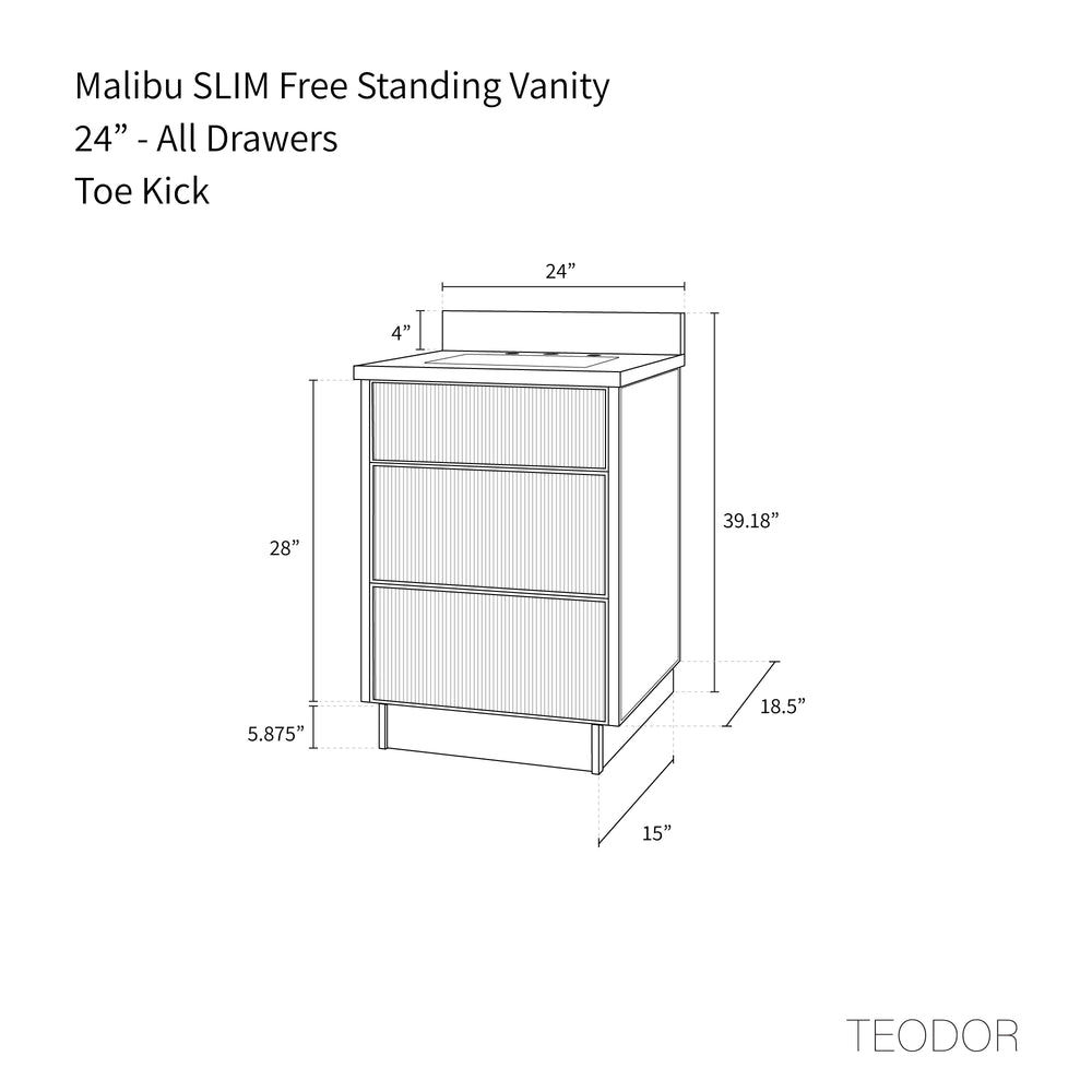 
                  
                    Malibu SLIM 24" American Black Walnut Bathroom Vanity - All Drawers
                  
                