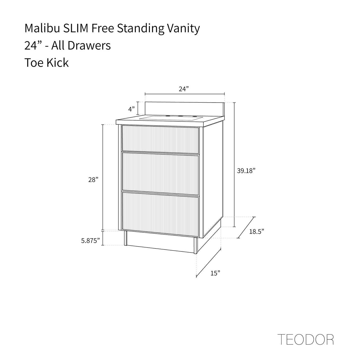 
                  
                    Malibu SLIM 24" American Black Walnut Bathroom Vanity - All Drawers
                  
                
