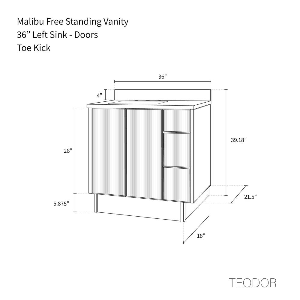 
                  
                    Malibu 36" Almond Coast Bathroom Vanity, Left Sink
                  
                