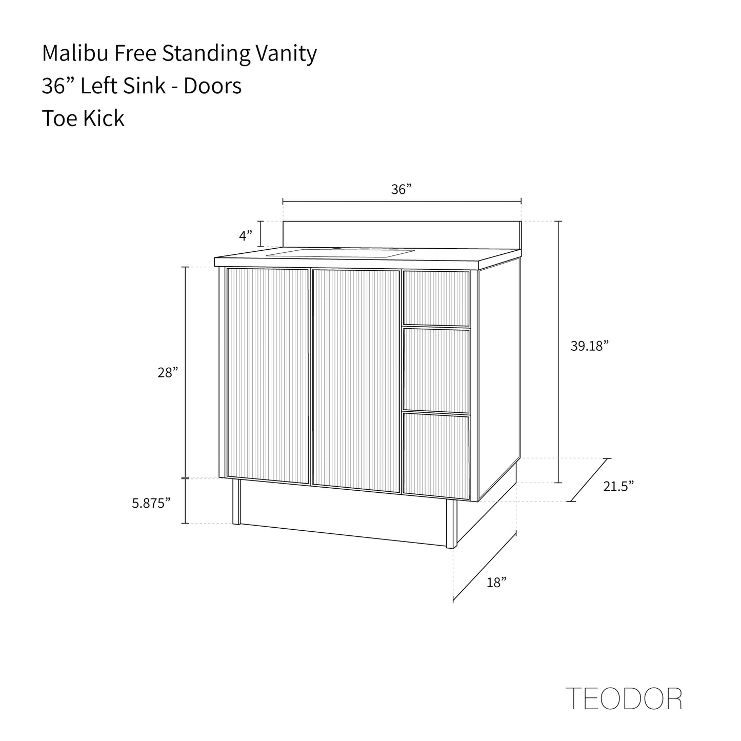 
                  
                    Malibu 36" Almond Coast Bathroom Vanity, Left Sink
                  
                