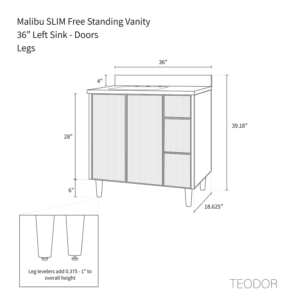 
                  
                    Malibu SLIM 36" Almond Coast Bathroom Vanity, Left Sink
                  
                