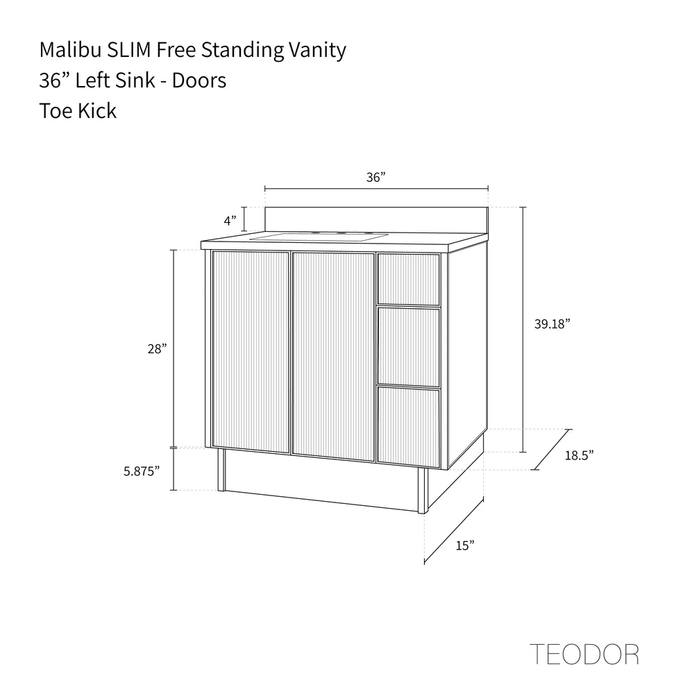 
                  
                    Malibu SLIM 36" Almond Coast Bathroom Vanity, Left Sink
                  
                