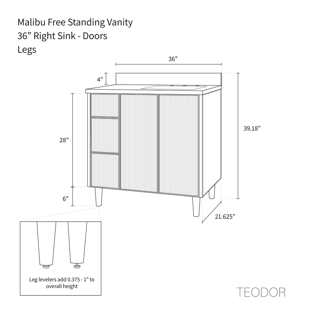 
                  
                    Malibu 36" Almond Coast Bathroom Vanity, Right Sink - Teodor Vanities United States
                  
                