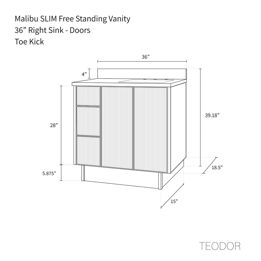 
                  
                    Malibu SLIM 36" Almond Coast Bathroom Vanity, Right Sink
                  
                