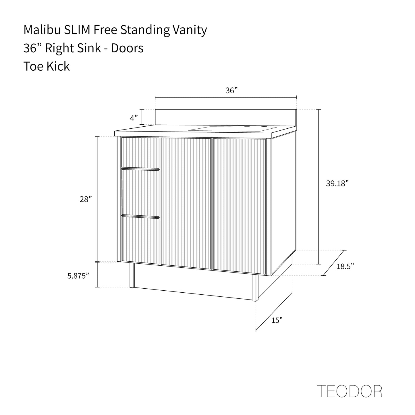 
                  
                    Malibu SLIM 36" Almond Coast Bathroom Vanity, Right Sink
                  
                