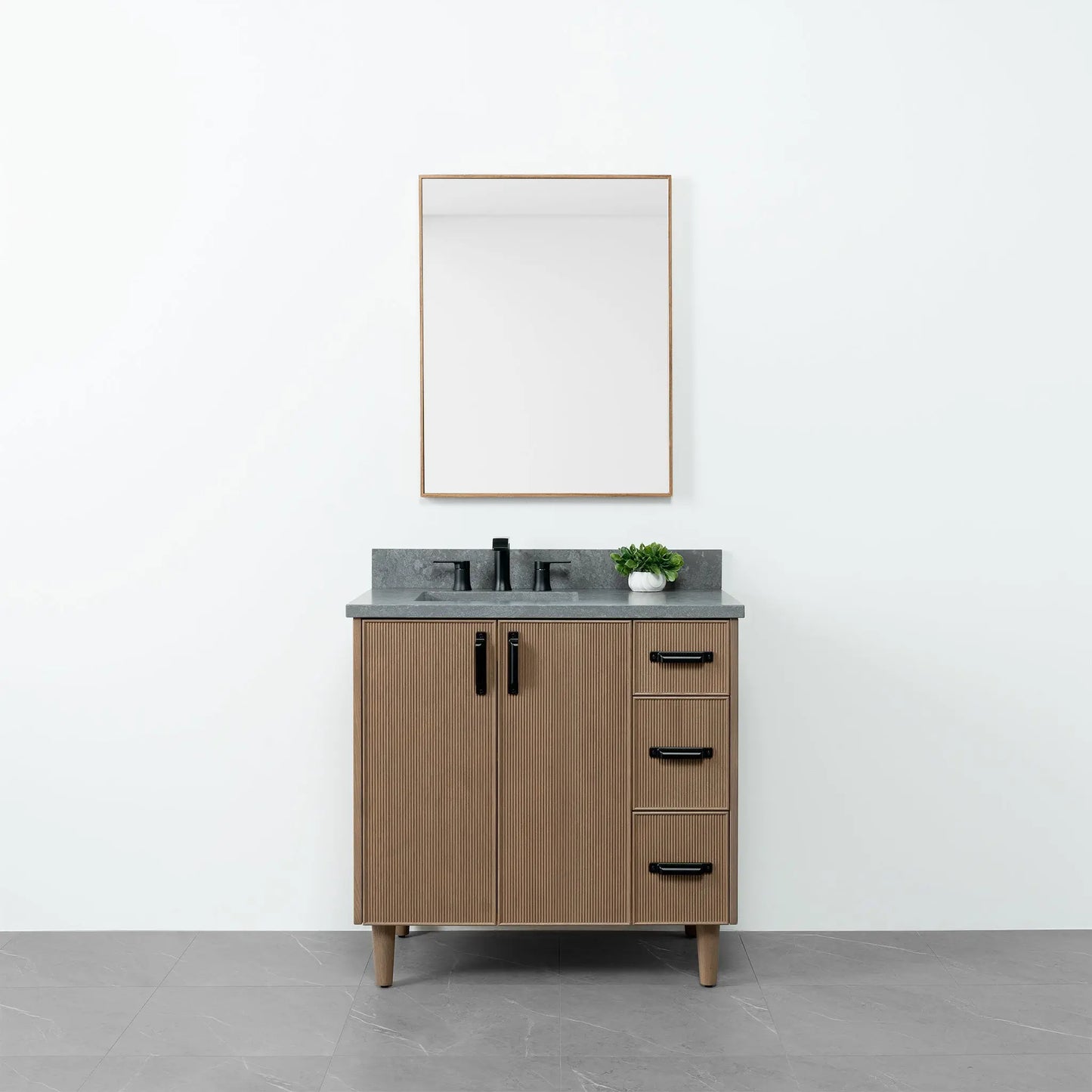 Malibu 36" Almond Coast Bathroom Vanity, Left Sink - Teodor Vanities United States