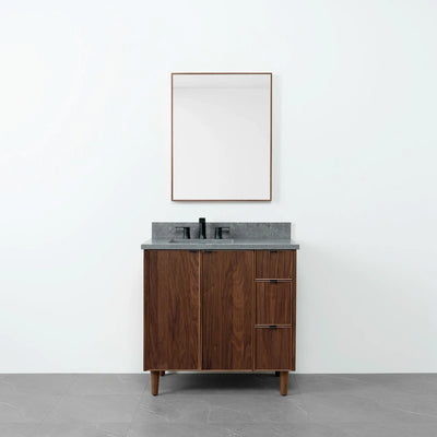 Malibu 36" American Black Walnut Bathroom Vanity, Left Sink - Teodor Vanities United States